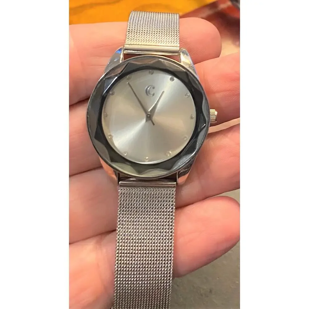 Women's 35mm Silver Tone Charming Charlie Watch, Faceted Crystal